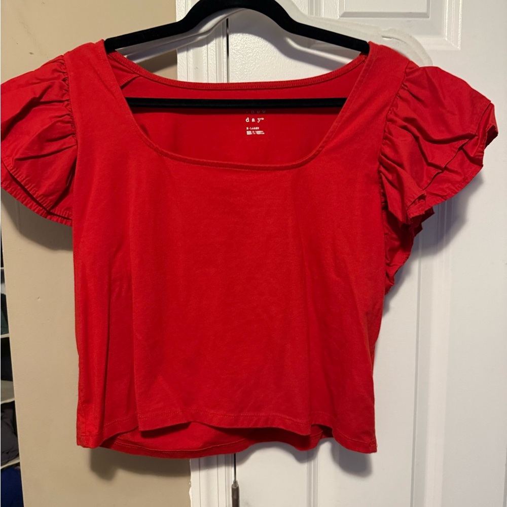 A New Day Red Puff Sleeve Top